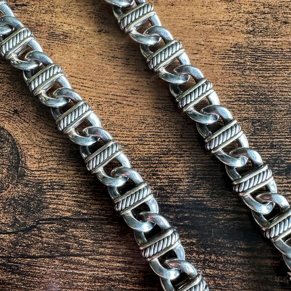 David Yurman Madison Chain Link Necklace w/ 18K Yellow Gold - 14mm - 16" - RARE - Picture 8 of 16